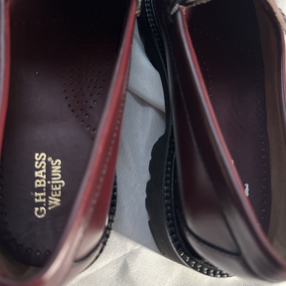 GH Bass Weejuns Whitney Super Lug Penny Loafer Women 8 Wine Leather Moc-Toe New - Picture 7 of 9